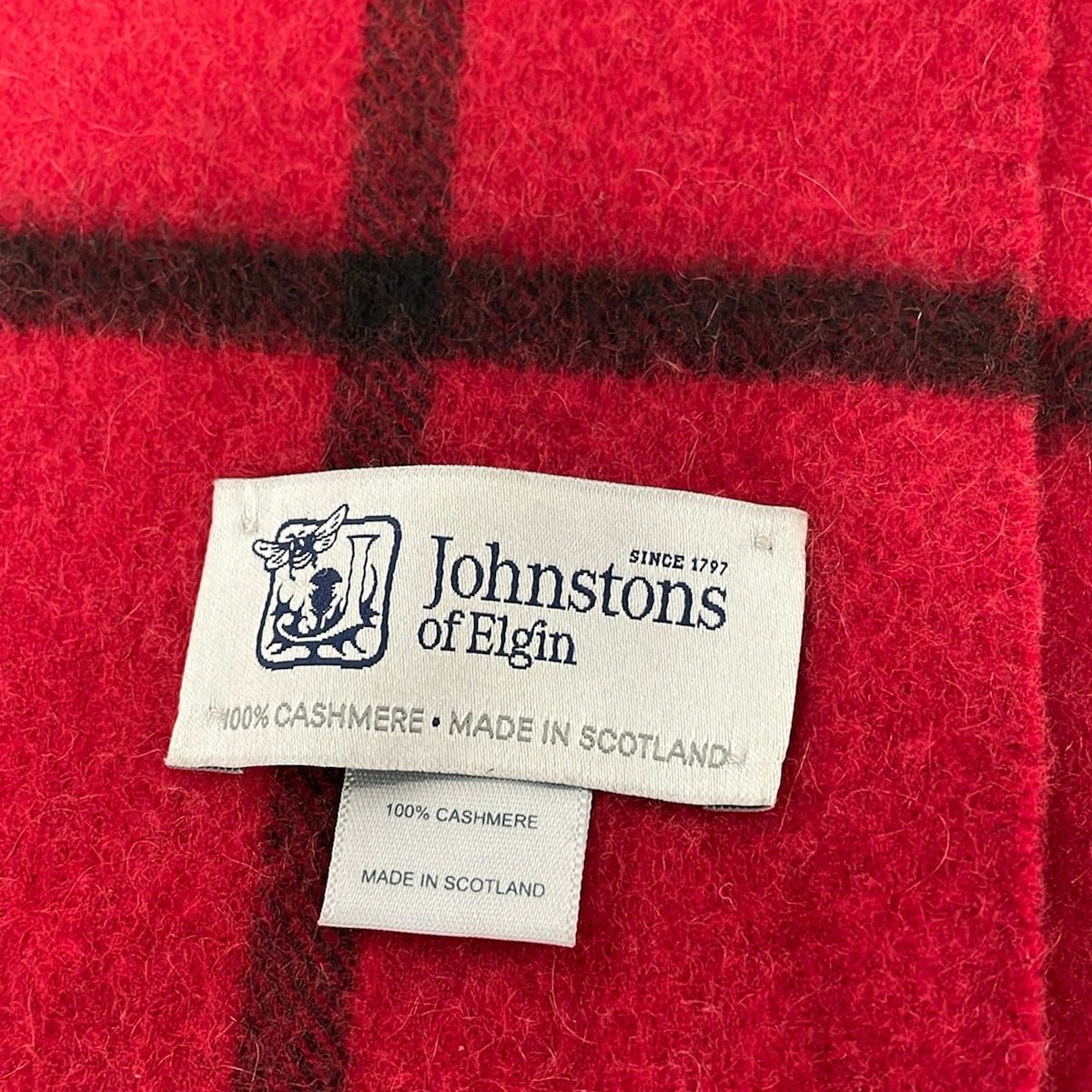 johnstons of elgin(ジョンストンズ) ストール(ショール) - レッド×黒