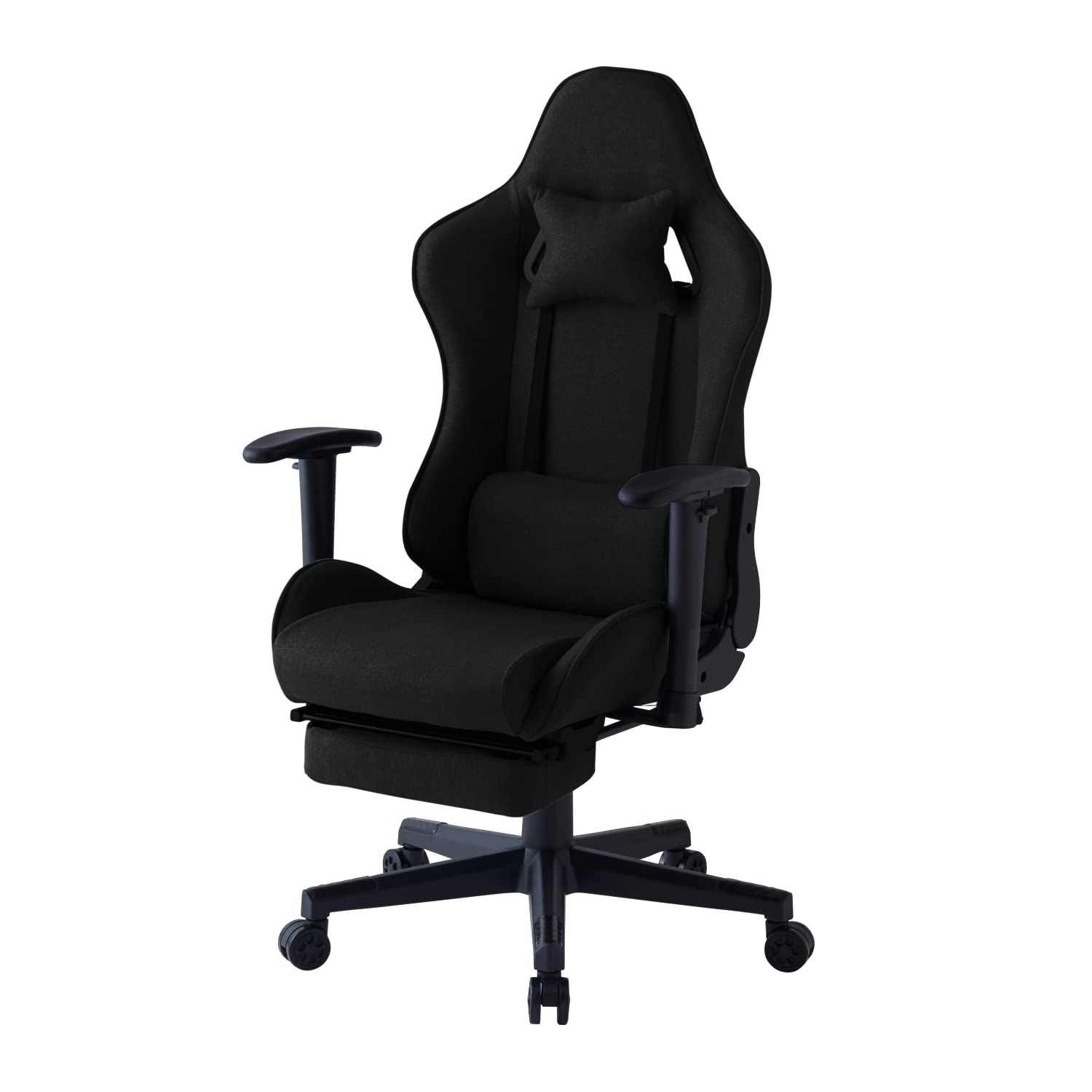 SAKODA calmzen ファブリス ゲーミングチェア ファブリック オフィスチェア パソコンチェア デスクチェア フットレスト ランバーサポート ハイバック ブラック (SGC-FOBK)ｍａ