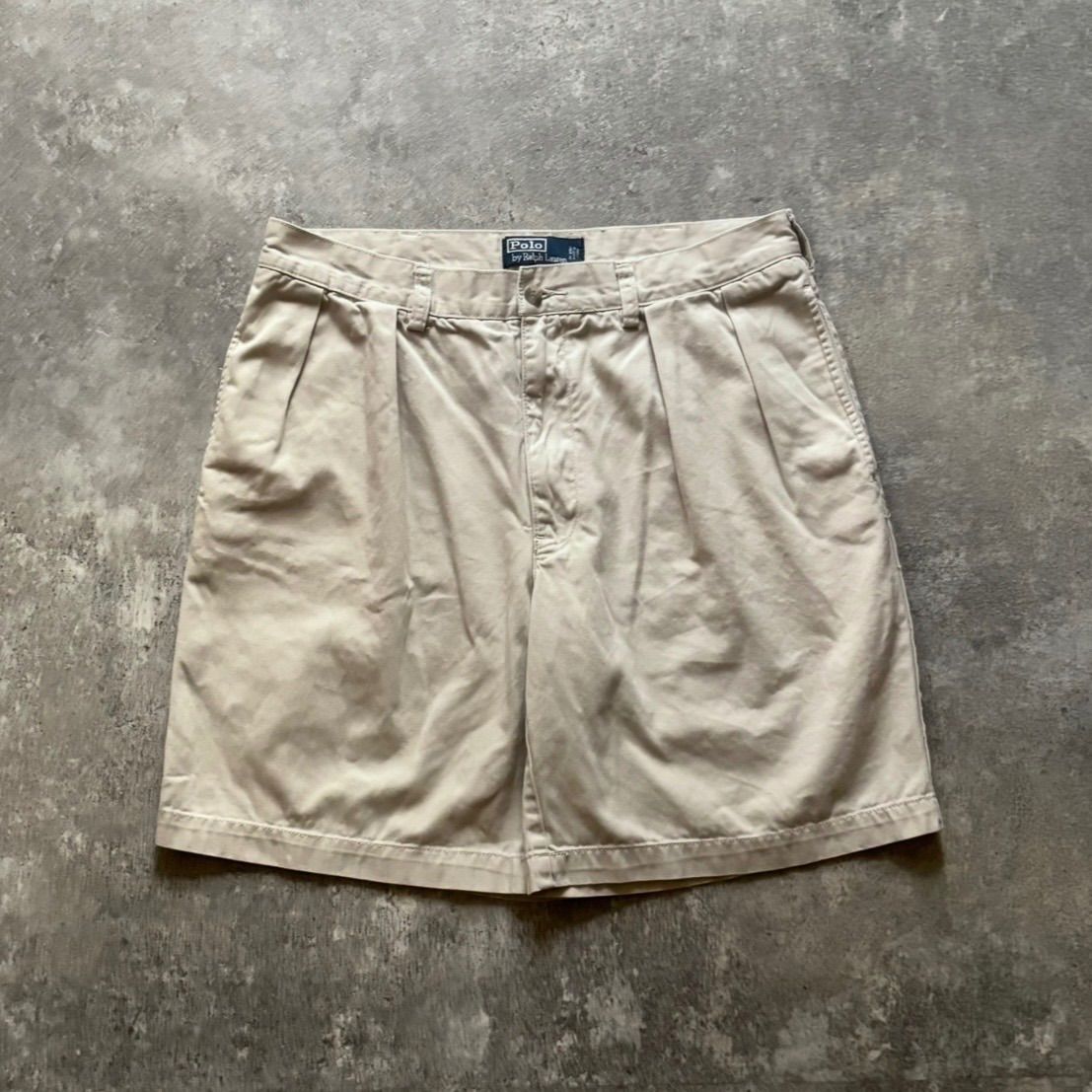 90年代 90s Polo by Ralph Lauren ラルフローレン 2タック ポロチノ チノショーツ ハーフパンツ アイボリー W34