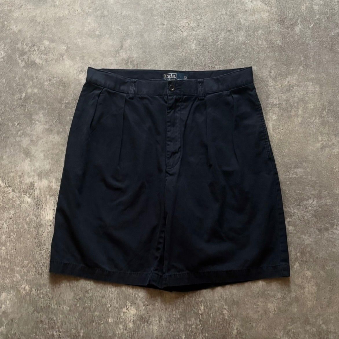 90年代 90s Polo by Ralph Lauren ラルフローレン 2タック ポロチノ チノショーツ ハーフパンツ ネイビー W32