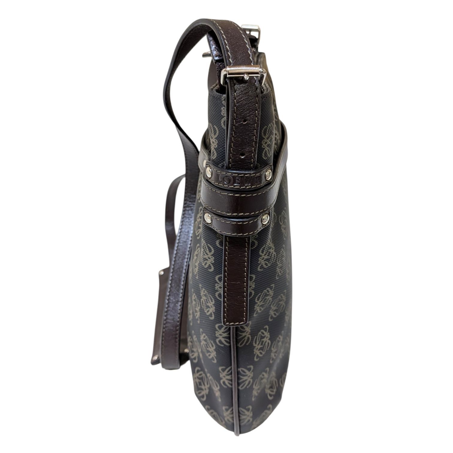 LOEWE ロエベ アナグラム ショルダーバッグ PVC 黒・茶 ミニポーチ付 