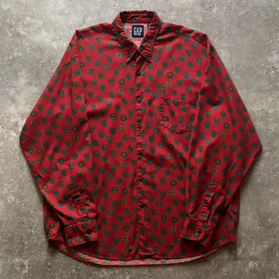 90年代 90s OLD GAP オールドギャップ エンブレム柄 コットン ボタンダウンシャツ 赤 7,128円