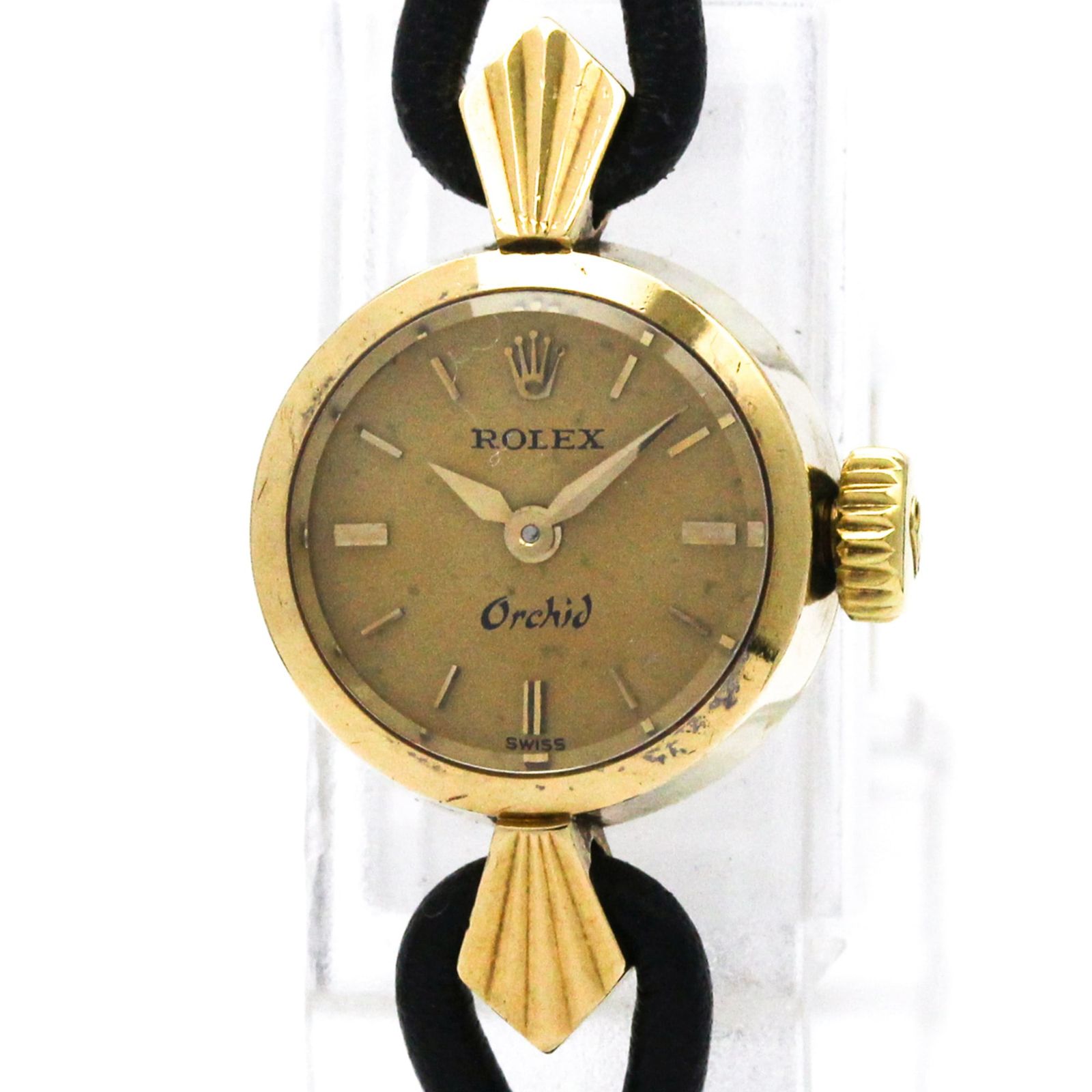 ロレックス (ROLEX) オーキッド K18 ゴールド レザー 手巻き レディース 時計 9060A