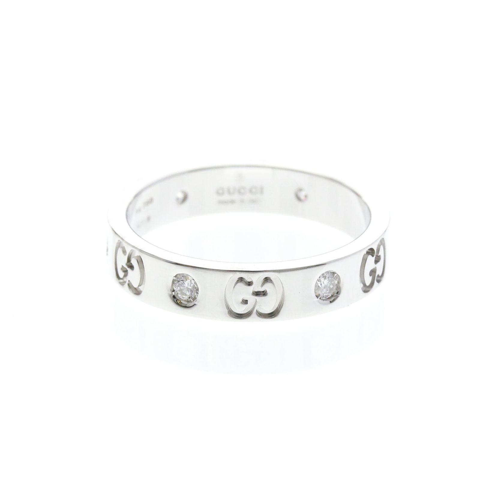 グッチ(Gucci) アイコンリング ダイヤモンド K18ホワイトゴールド(K18WG) ファッション ダイヤモンド バンドリング シルバー