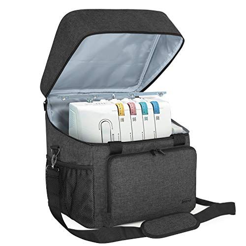 Luxja ロックミシン収納バッグ 底にハードバードあり クッション性 多いポケット(黒)as 52efc8b8