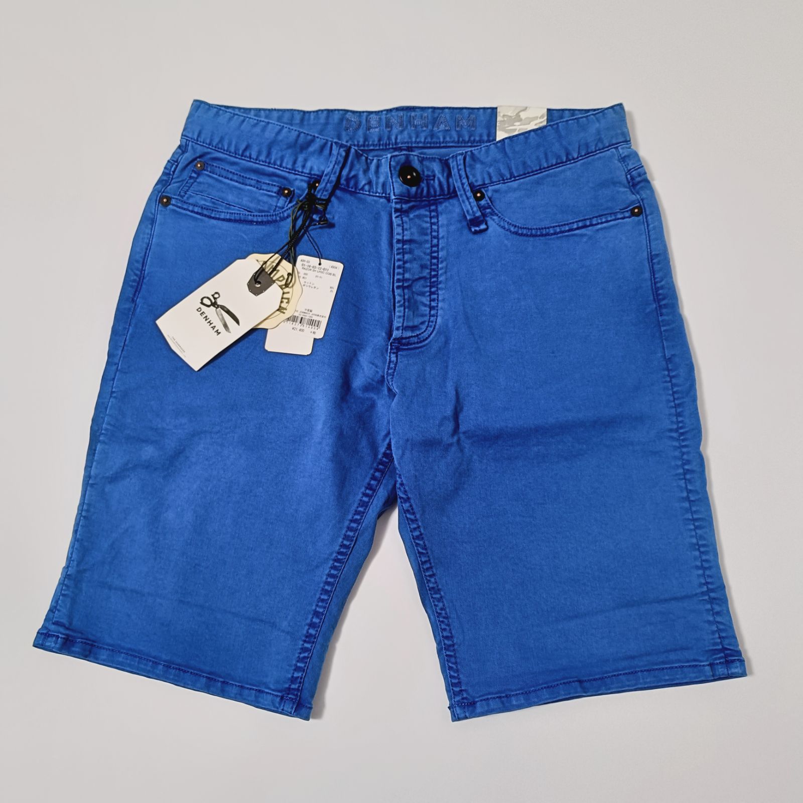 デンハム ショートパンツ チノショーツ 後染め メンズ31 ブルー タグ付未使 DENHAM デンハム ショートパンツ チノショーツ ガーメントダイ メンズ