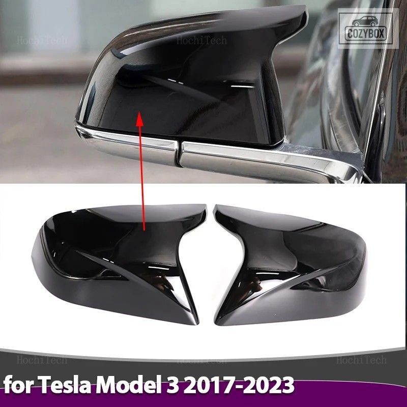 カーボンルックブラック サイド ミラー カバー テスラモデル 3 Model3 M3 2017-2023