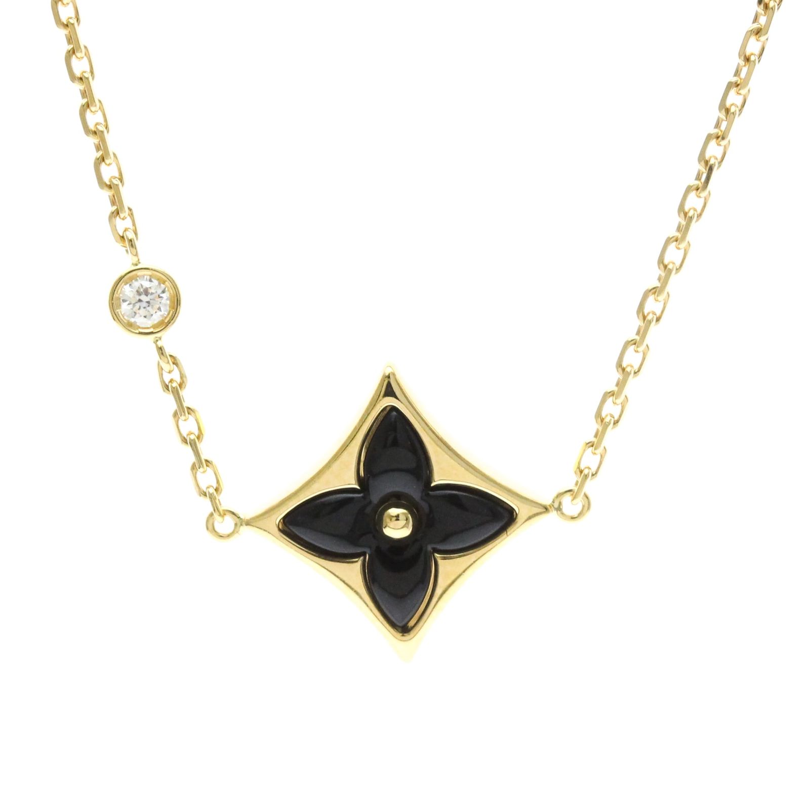 ルイ・ヴィトン(Louis Vuitton) ブラスレ スターブロッサム オニキス 1P ダイヤモンド ブレスレット K18イエローゴールド(K18YG) オニキス チャームブレスレット ゴールド,オニキス