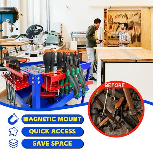 ULIBERMAGNET 磁気ドライバーホルダー 磁気レンチホルダー 高耐久 レッドメタル ハンドツールストレージオーガナイザー 磁気マウントツールホルダー 2個セット ガレージ ワークベンチ ツールカート ペグボード用ts a8012801 ULIBERMAGNET 磁気ドライバーホルダー 磁気レンチホルダー 高耐久 レッドメタル ハンドツールストレージオーガナイザー 磁気マウントツールホルダー 2個セット ガレージ ワークベンチ ツールカート ペグボード用ts a8012801