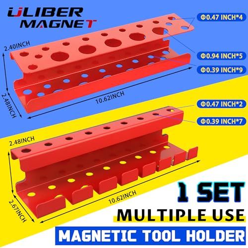 ULIBERMAGNET 磁気ドライバーホルダー 磁気レンチホルダー 高耐久 レッドメタル ハンドツールストレージオーガナイザー 磁気マウントツールホルダー 2個セット ガレージ ワークベンチ ツールカート ペグボード用ts a8012801 ULIBERMAGNET 磁気ドライバーホルダー 磁気レンチホルダー 高耐久 レッドメタル ハンドツールストレージオーガナイザー 磁気マウントツールホルダー 2個セット ガレージ ワークベンチ ツールカート ペグボード用ts a8012801