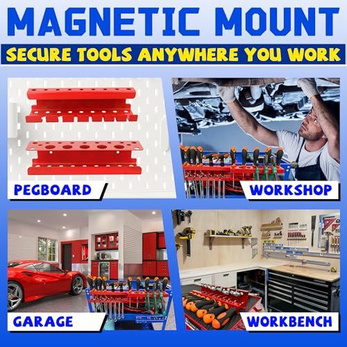 ULIBERMAGNET 磁気ドライバーホルダー 磁気レンチホルダー 高耐久 レッドメタル ハンドツールストレージオーガナイザー 磁気マウントツールホルダー 2個セット ガレージ ワークベンチ ツールカート ペグボード用ts a8012801 ULIBERMAGNET 磁気ドライバーホルダー 磁気レンチホルダー 高耐久 レッドメタル ハンドツールストレージオーガナイザー 磁気マウントツールホルダー 2個セット ガレージ ワークベンチ ツールカート ペグボード用ts a8012801