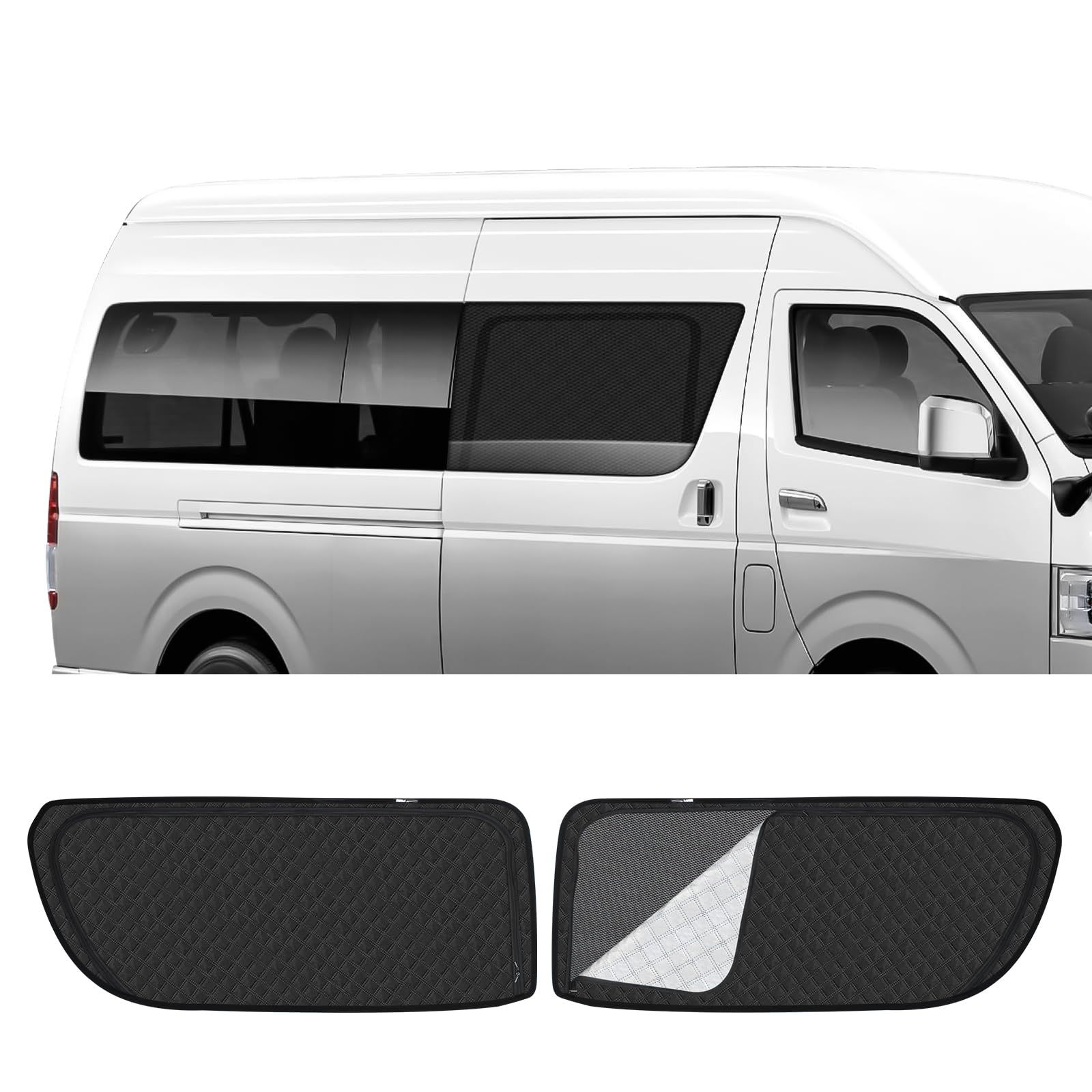 新型 ハイエース 200系 ワイド 標準 専用 サンシェード マグネット 後席 換気 断熱 2in1一体式 カーシェード HIACE 200 メッシュカーテン 日除け メッシュサンシェード 日焼け防止 UVカット 遮光 日差し 紫外線カット 92dfdf7c