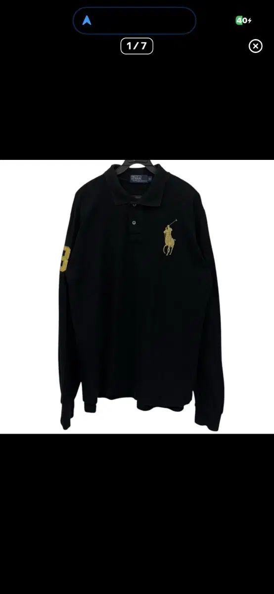 POLO RALPH LAUREN ポロラルフローレン 長袖 カラーTシャツ ブラック GOLD ビックポニー