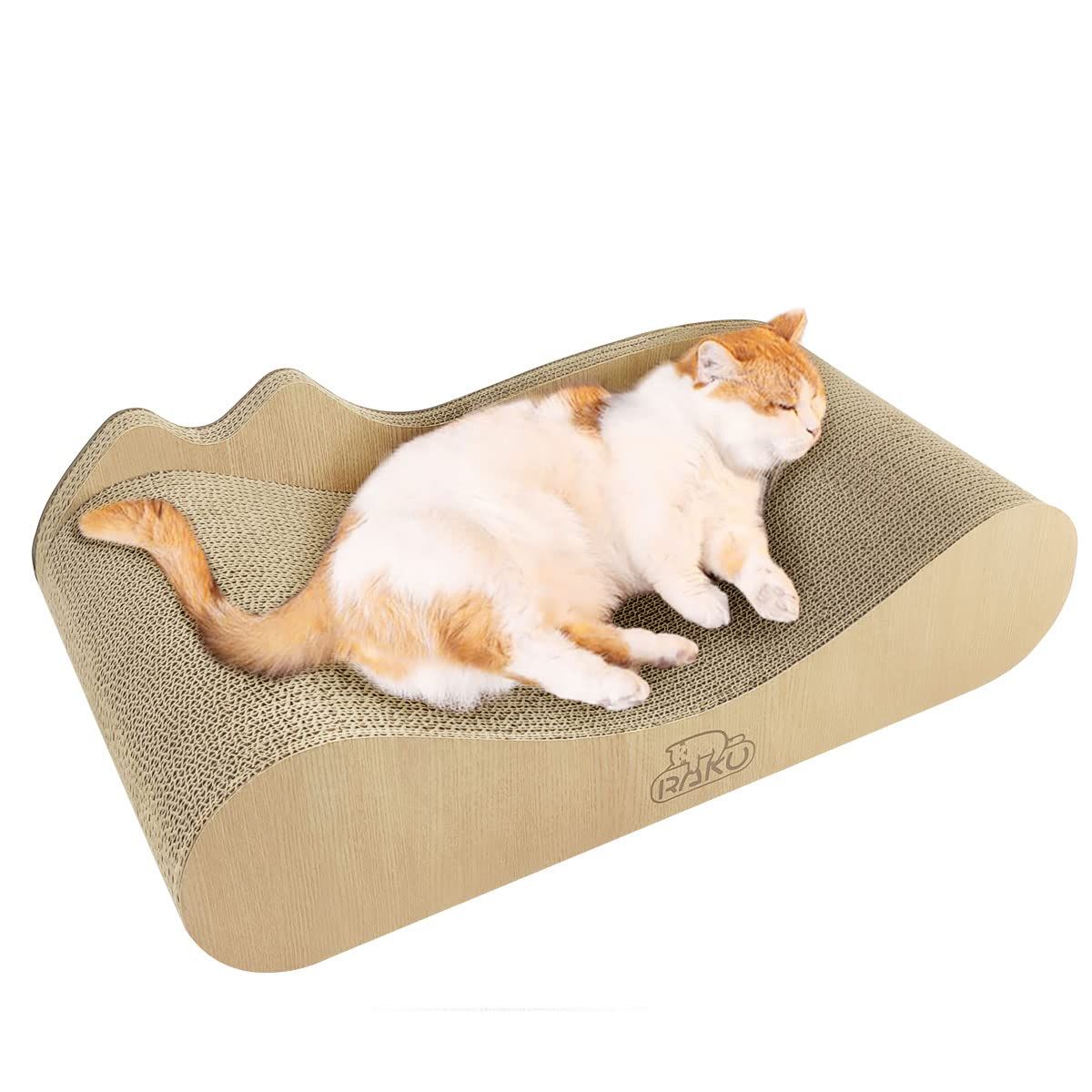 RAKU 猫爪とぎダンボール 強化段ボール 高密度 猫ベット キャットハウス 多頭飼う 小中型猫 ねこつめとぎ 鈴入り おもちゃ 猫爪磨き 耐久 省スペース 運動不足 ストレス解消 家具傷防止 (ソファー)as 1ec7efa0