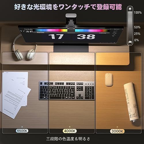 Quntis モニターライト 51cm バック照明 15種類色モード デスク用ライト 昼白色/昼光色/電球色 3段階調光 モニター掛け式 ゲーミング必須 デスク雰囲気作り 厚さ1?3cmのモニター対応 Basic RGB Proas 9bcc8179