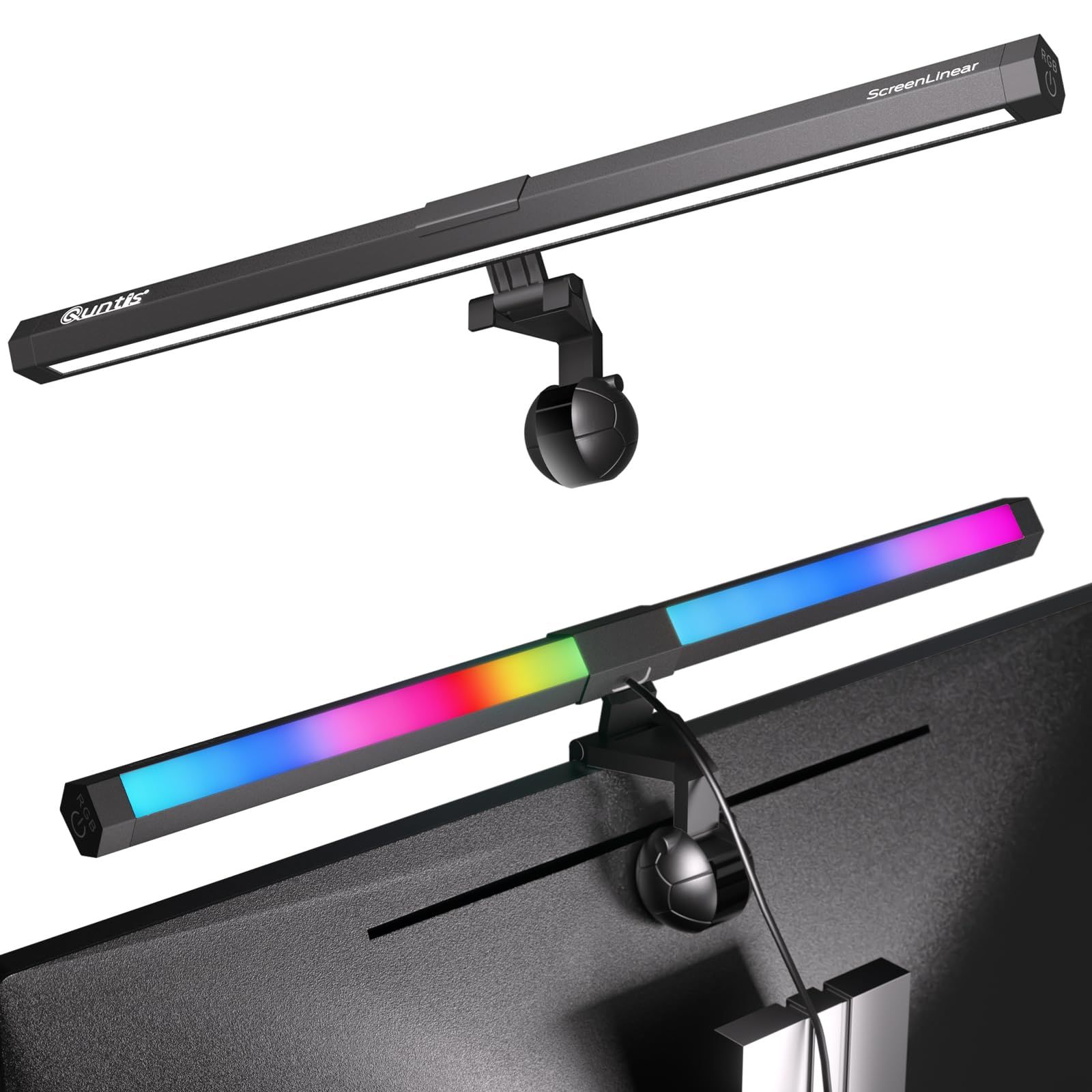 Quntis モニターライト 51cm バック照明 15種類色モード デスク用ライト 昼白色/昼光色/電球色 3段階調光 モニター掛け式 ゲーミング必須 デスク雰囲気作り 厚さ1?3cmのモニター対応 Basic RGB Proas 9bcc8179