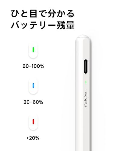 Metapen Air 8 Pro ipad ペンシル タッチペン アップルペンシル代用ペン iPad 2018~2026年のモデルに対応 Type-C急速充電 誤作動防止 Bluetooth不要 書き心地滑らか 鉛筆 iPad Pro 11インチ1/2/ｍａ