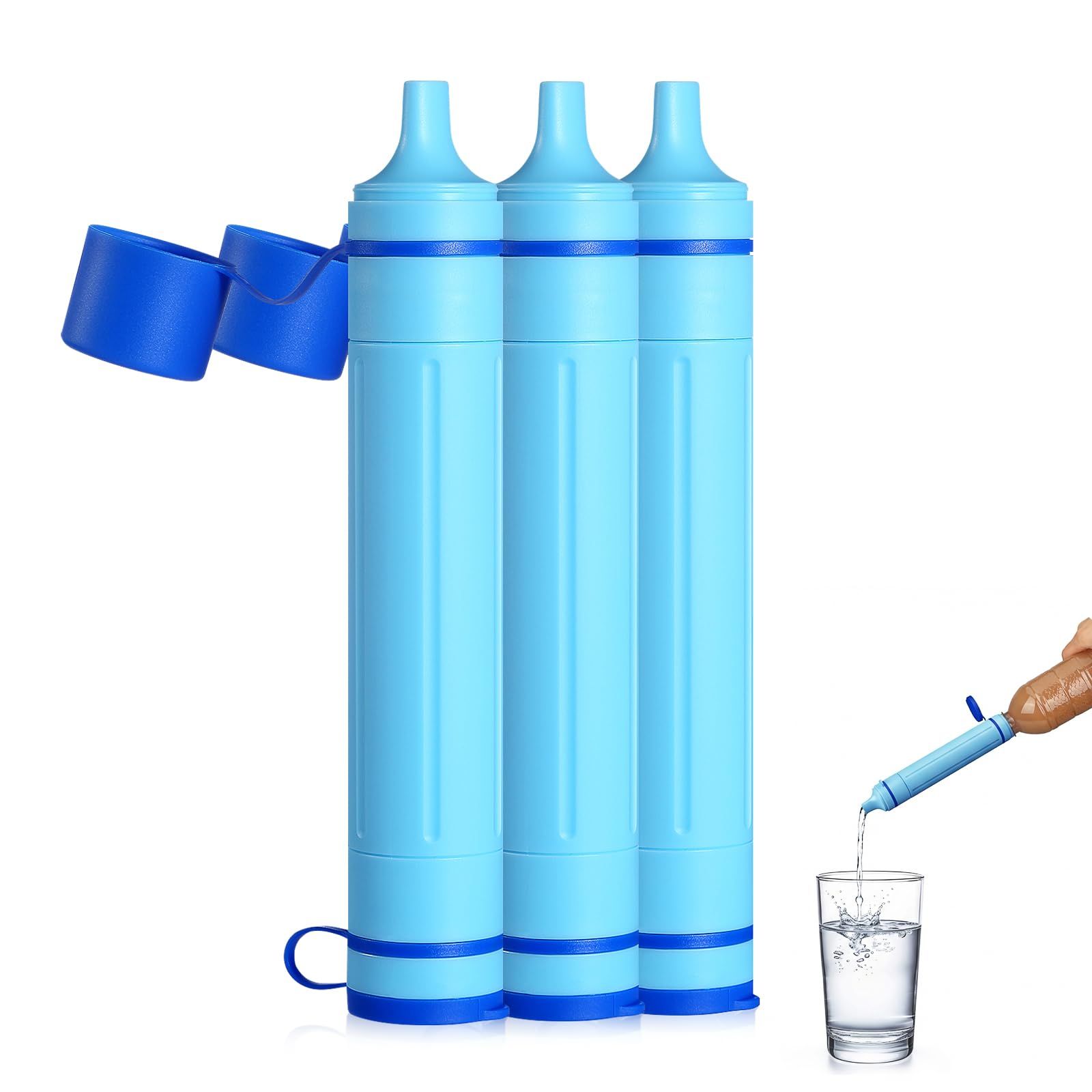 R◆GreeShow 携帯浄水器 濾過器 アウトドア キャンプ 非常用 防災グッズ 簡易浄水器 登山用 地震 災害用 軽量コンパクト BPAフリー フィルター交換可能 再利用可能 【日本正規品】GS-28H1 3個入り 729c544b
