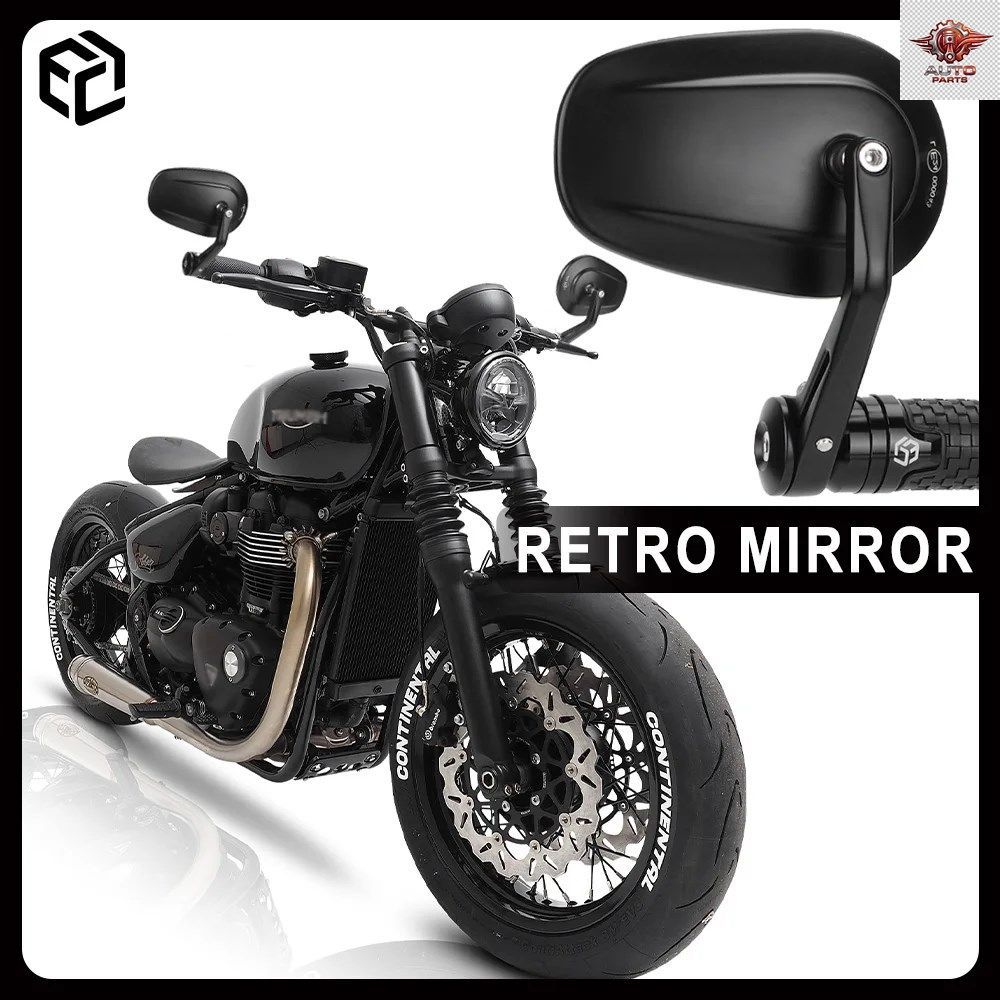 オートバイ用バーエンドミラー トライアンフ / ボンネビル T120 / T100 / スピードツイン 900 / 1200 レトロミラー