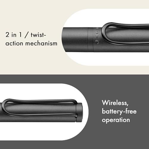 Lamy サファリ ツインペン EMR オールブラック (POMチップ) - 多くのAndroidデバイス用の2イン1スタイラスペンとボールペンが1つに - 人間工学に基づいたグリップ付き - デジタルメディアや紙に書いたり描いたりできます。 d8d013f5 - サムネイル