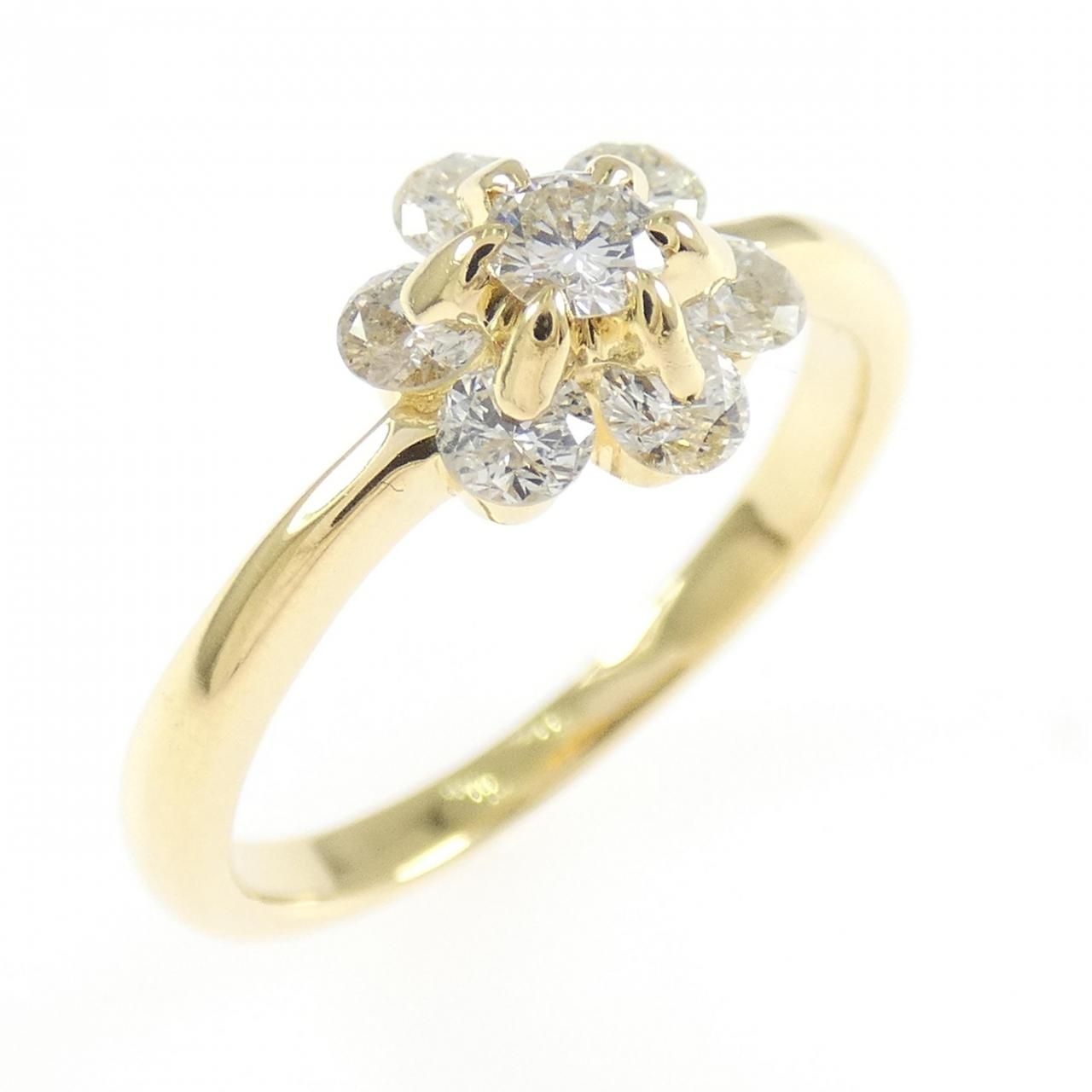 K18YG フラワー ダイヤモンド リング 0.50CT