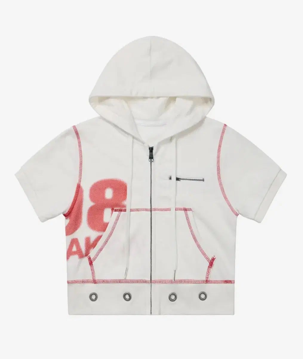 アカム フーデッド アイレット ハーフジップアップ (White) 8,985円