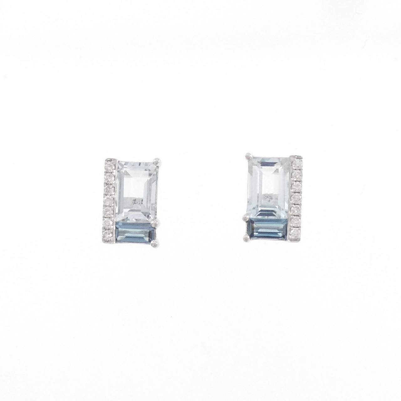 K18WG ブルートパーズ ピアス 1.70CT