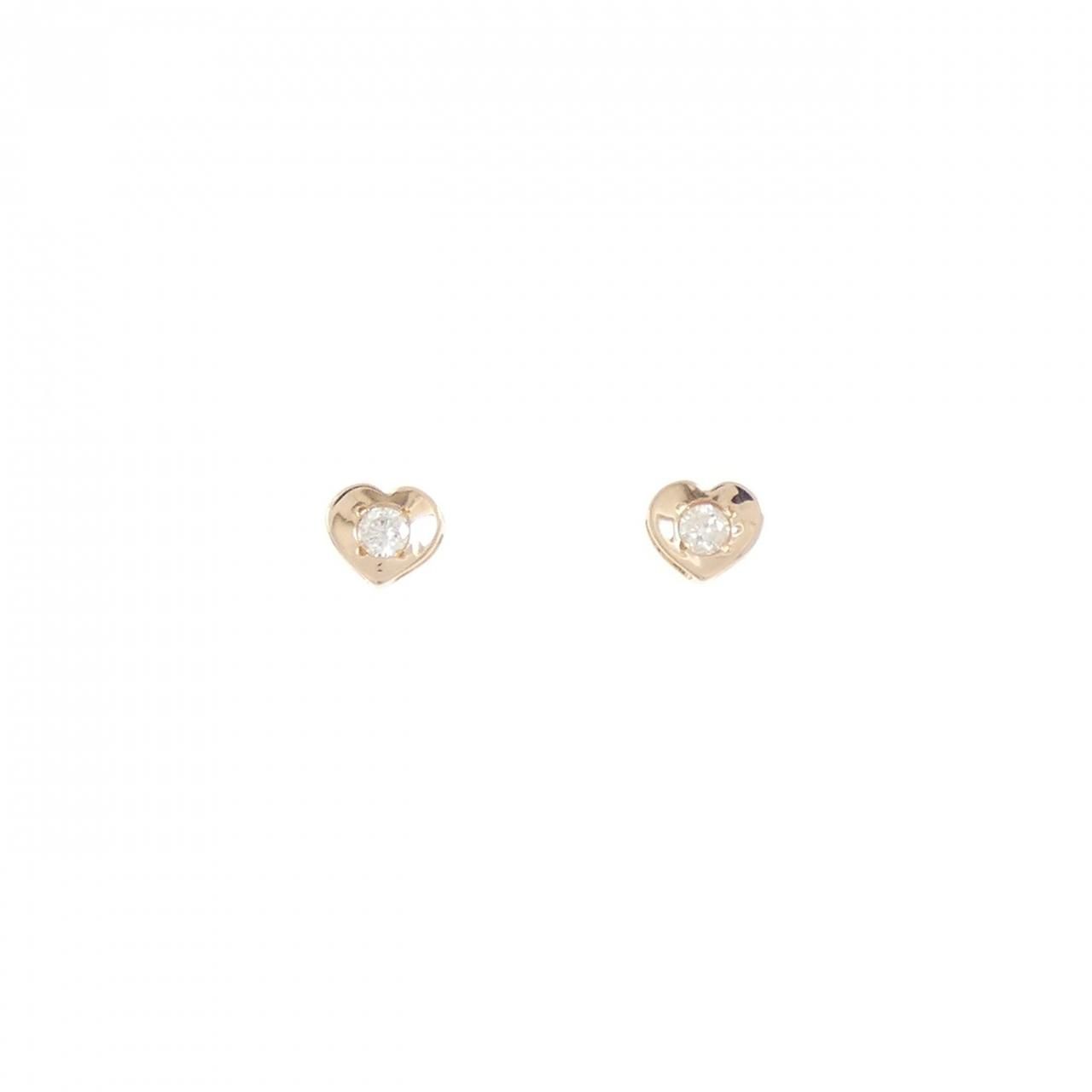 K14PG ハート ダイヤモンド ピアス 0.10CT