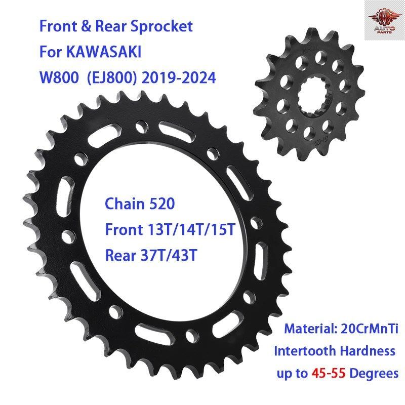 520 チェーン 13T/14T/15T フロント 37T/43T リア スプロケット カワサキ W800 EJ800 W EJ 800 2019 - 22 2023 2024 DLF EMFNN BKF