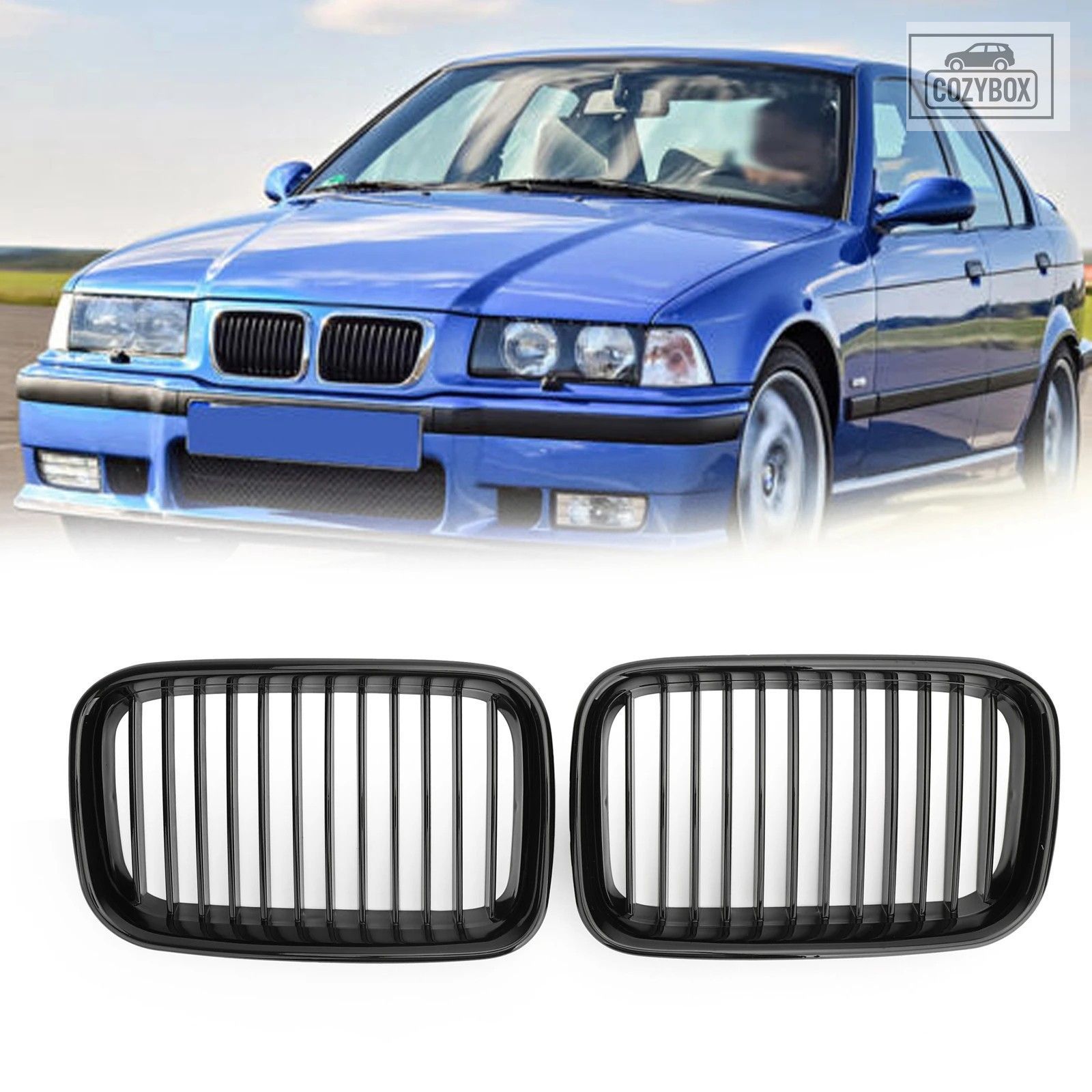 ペアブラックキドニースポーツフード グリル 1992-1996 BMW E36 318i 325i