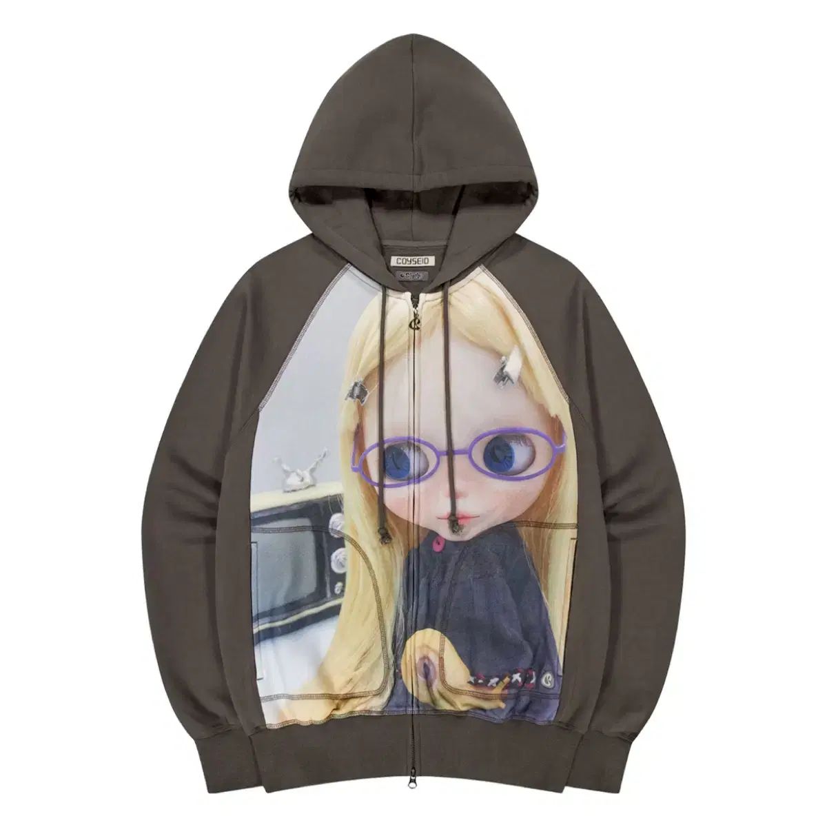 コ イセイオ ブライス GRAPHIC ZIP-UP HOODIE BROWN