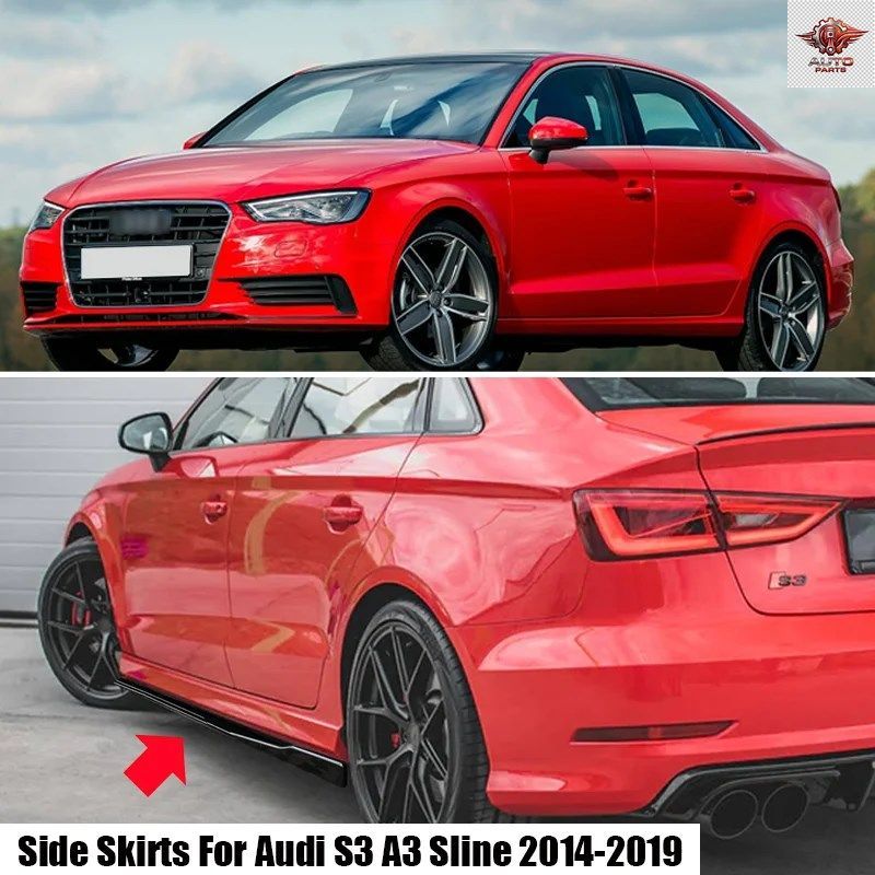 アウディ S3 A3 Sライン 2014 - 19 サイドスカートエクステンション ロッカーパネル サイドトリム スポイラー ファクトリーアウト