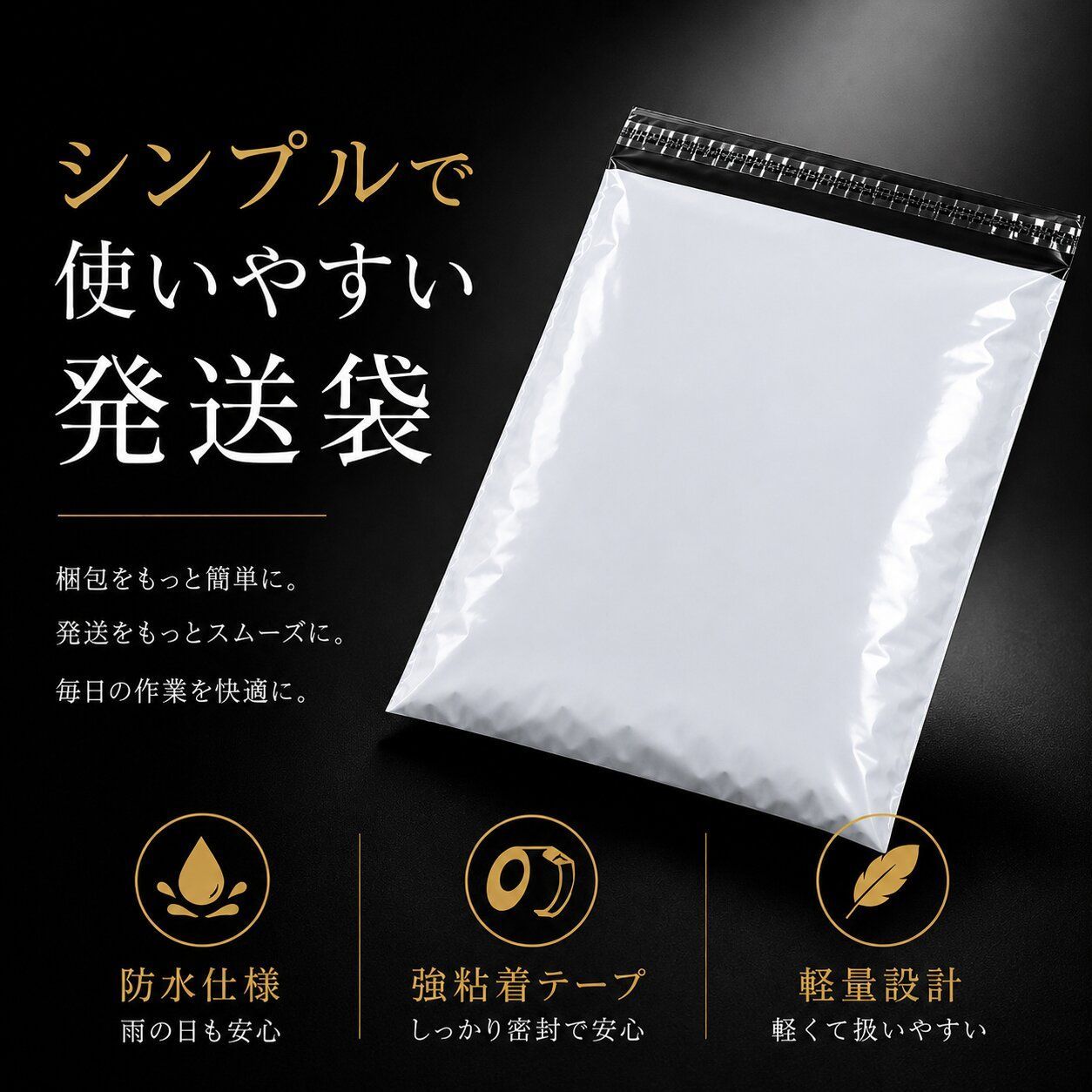 宅配用 防水 テープ付 厚手 ビニール袋 A4サイズ 20枚セット 宅配袋