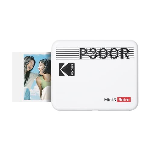 コダック KODAK Mini 3 レトロ 4PASS ポータブルフォトプリンター(7.6cmx7.6cm)+プリンター本体8枚入り、ホワイト/ 64cd4bdd