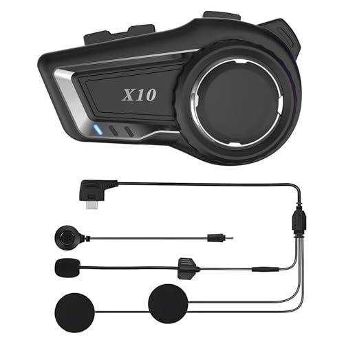 バイク用インカム【Meshグループ通話対応・10人同時接続】 ヘルメット Bluetooth インターコム スピーカー ノイズキャンセリング 音楽共有 FMラジオ 日本語説明書付き (ブラック, 1パック)★m 0386ac99