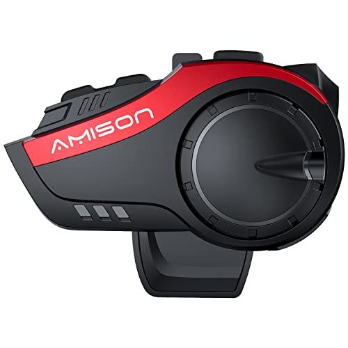 Amison バイク インカム 最大10人同時通話 最大通話距離2000m Bluetooth 5.0 無線機バイクいんかむ 連続28H時間通話 IP67防水 ヘルメット用 音楽共有 音声聞き取リ FMラジオ付きインターコム 自動ペアリング 113b6b65
