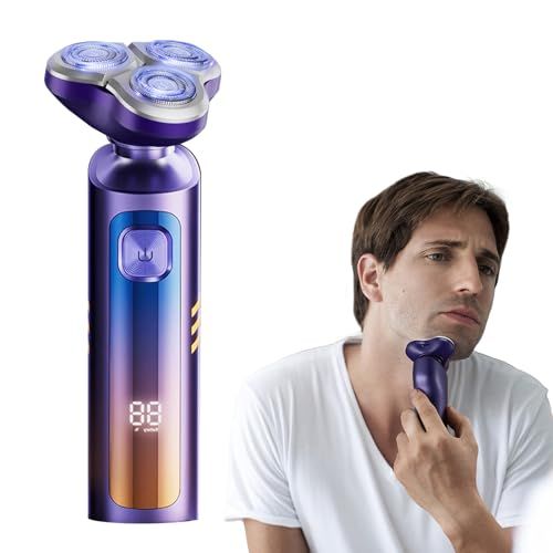電気シェーバー シリーズ 360°深剃り メンズ電動髭剃り 3枚刃 【磁気吸着式刃ヘッド 】高速回転モーター LED ディスプレイ付き 水洗い/お風呂剃り対応 充電式乾湿両用 IPX7 防水性能 130g軽量 持ち運び便利 充電式 父の日 誕 e5cc9866