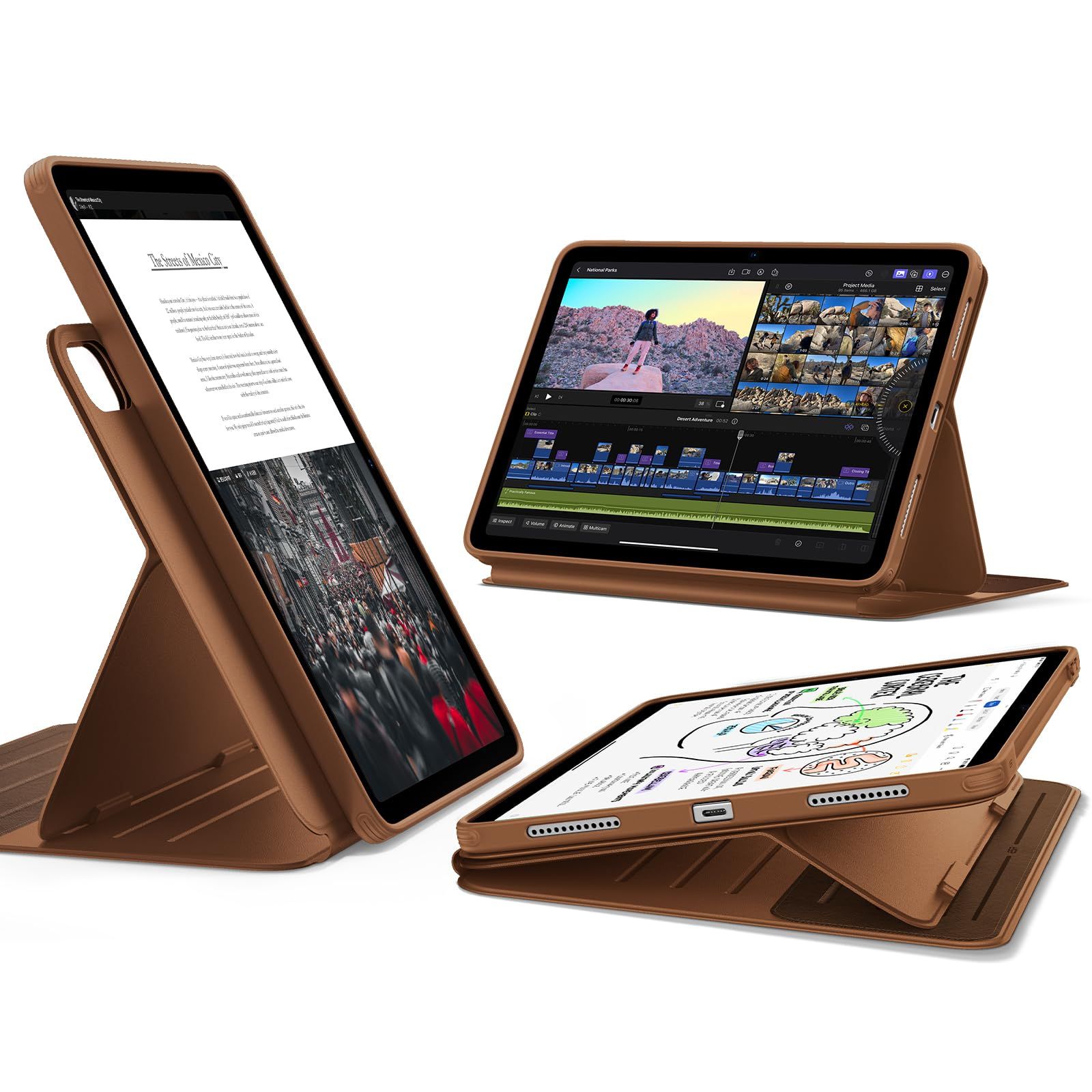 新品 ESR iPad Air 11インチ ケース M4/M3/M2（2026/2025/2024）iPad Air 第5/4世代（2022/2020）対応 着脱式マグネット 分離式 単体使用可能 縦横対応 9段階調整スタンド 自動スリープ/ウェイク Penc