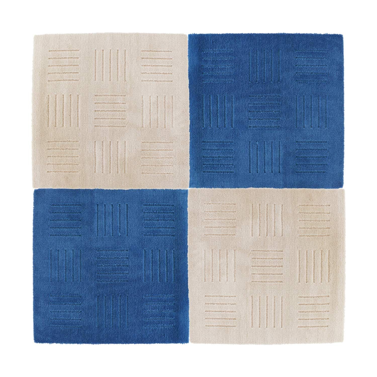 新品 オカ(OKA) チェアマット ピタプラス 60cm×60cm 4枚セット （ベージュ×ブルー） 机下 床の傷防止 在宅勤務