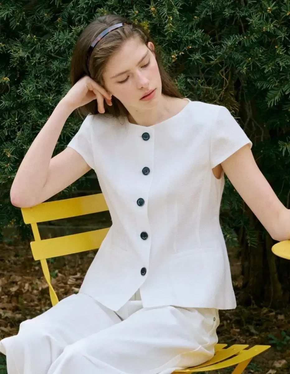 OLIVE des OLIVE オリーブ デ オリーブ ボートネック ブラウス ジャケット 白 55