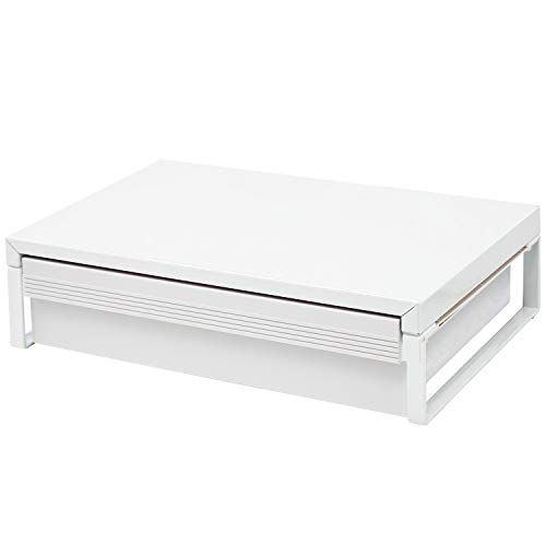 リヒトラブ パソコン台 モニター台 机上台 白 幅39×奥行25×高さ10cm 引出し付 耐荷重15kg A7341-0as fef32b5d