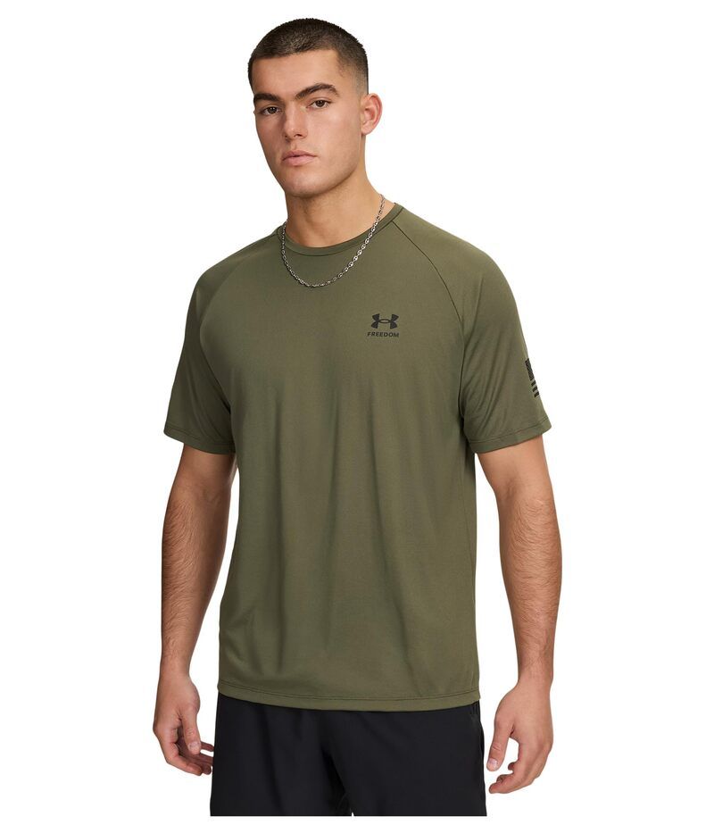 アンダーアーマー メンズ トップス シャツ Under Armour Freedom Tech Short Sleeve TShirt Marine OD Green グリーン