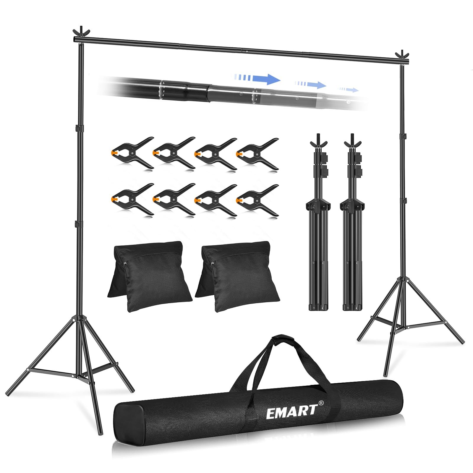 新品 EMART 背景スタンド 撮影スタンド 260x300cm 幅、高さ調節可能 背景布/グリーンバックスタンド 生放送、web会議、ビデオ通信、動画などに適用 グリーンバック、背景紙、クロマキー合成、テレワーク、オンライン授業、オンライン飲み会などに大活躍