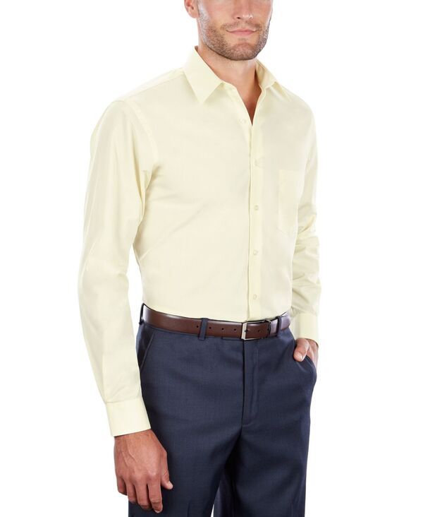 ヴァンハウセン メンズ トップス シャツ Van Heusen Mens Poplin Dress Shirt Classic Athletic Fit Lemon Glaze