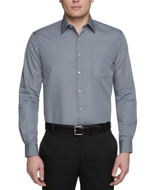 ヴァンハウセン メンズ トップス シャツ Van Heusen Mens Poplin Dress Shirt Classic Athletic Fit Grey グレー