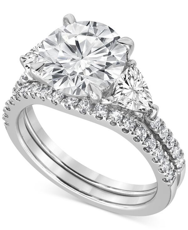 バッジェリーミシュカ レディース アクセサリー リング Badgley Mischka Certified Lab Grown Diamond Round Three Stone Bridal Set 414 ctw in 14k White Gold ホワイ