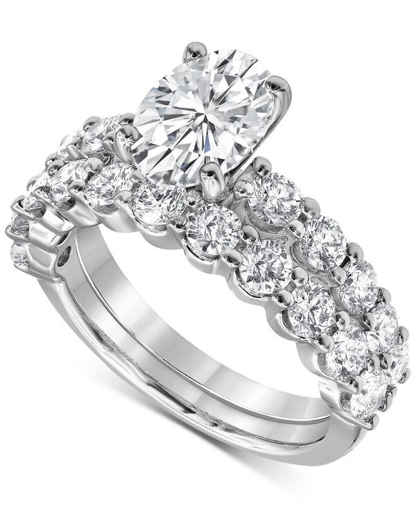 バッジェリーミシュカ レディース アクセサリー リング Badgley Mischka Certified Lab Grown Diamond Oval Bridal Set 338 ctw in 14k White Gold ホワイト