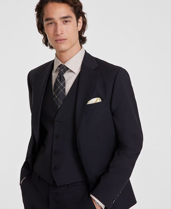 カルバンクライン メンズ アウター ジャケット・ブルゾン ウール ジャケット Calvin Klein Mens SlimFit WoolBlend Stretch Suit Jackets Black ブラック