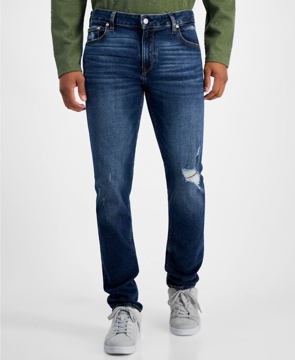 ゲス メンズ ボトムス デニムパンツ テーパードフィット ジーンズ GUESS Mens Destroyed Slim Tapered Fit Jeans Calabasas Wash