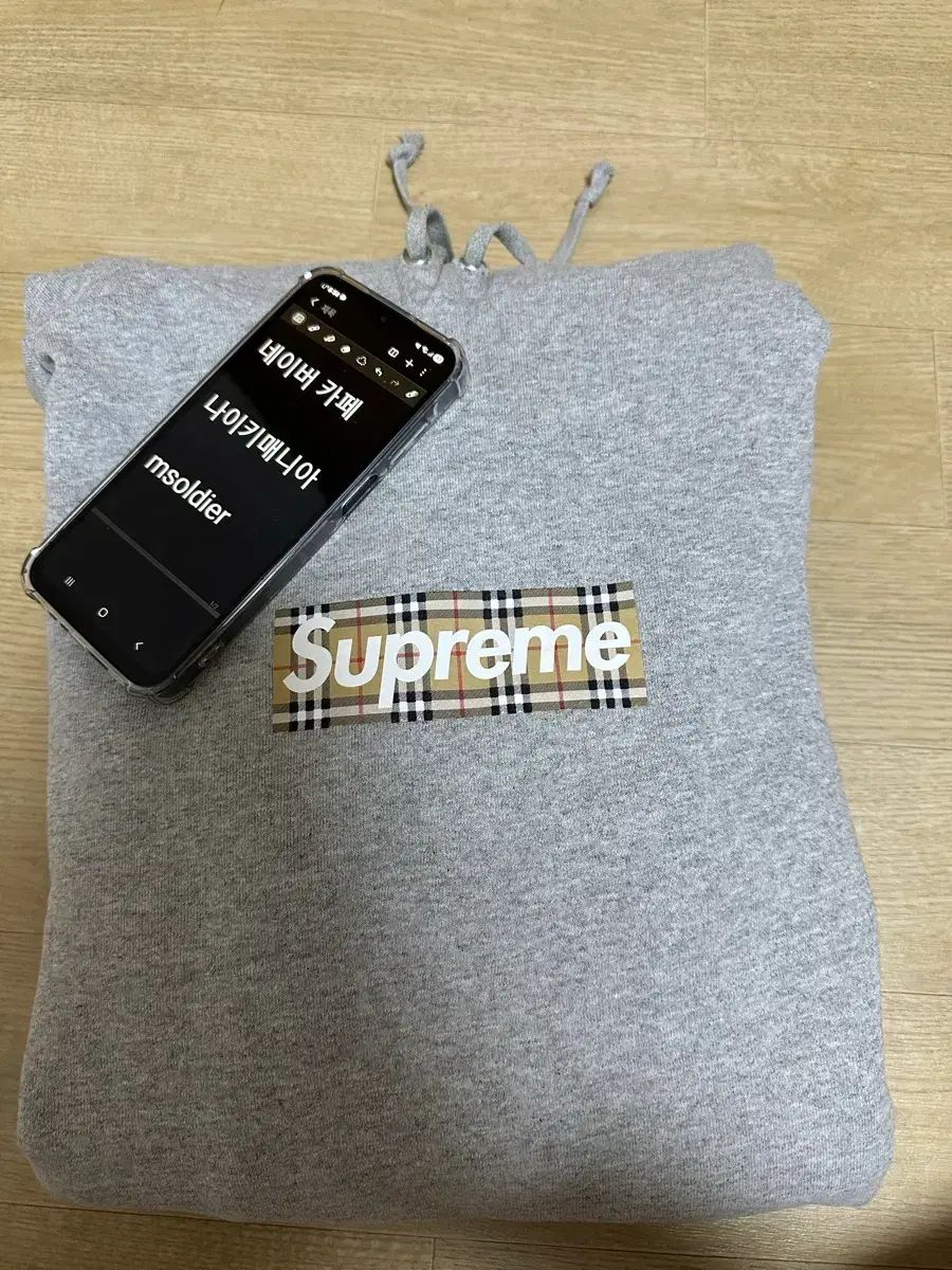 XXL シュプリーム バーバリー ボックスロゴ フーディー Tシャツ グレー